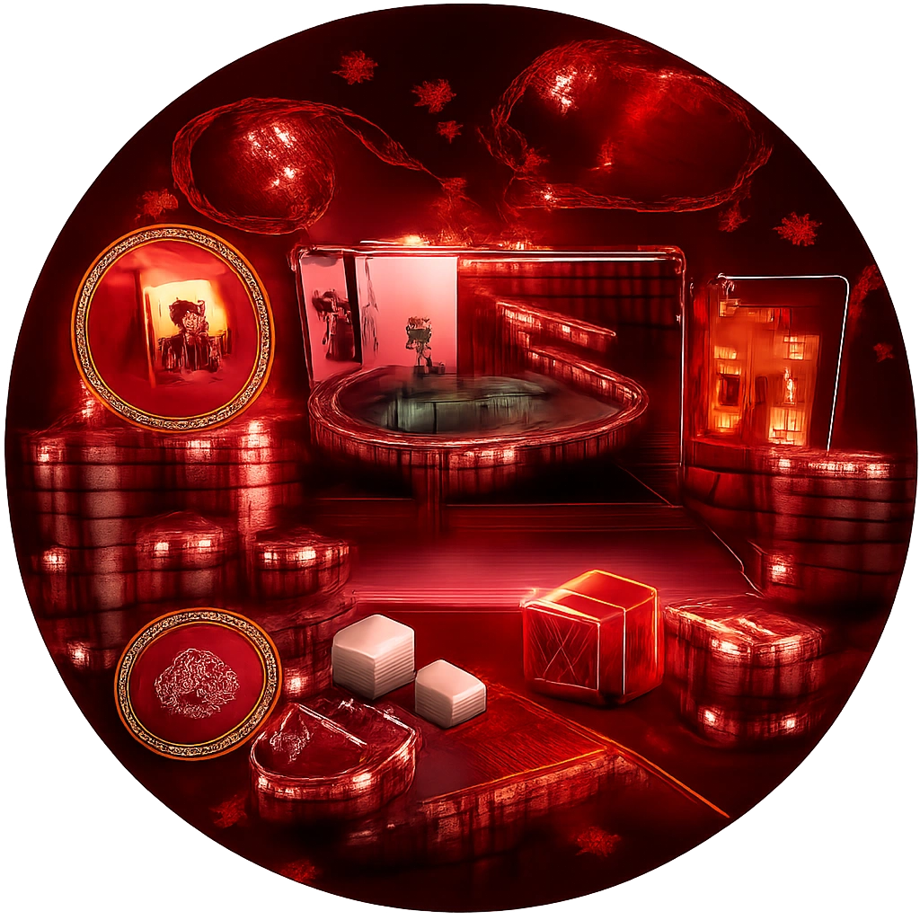 CoinPoker red-lit casino scene with chips and game elements